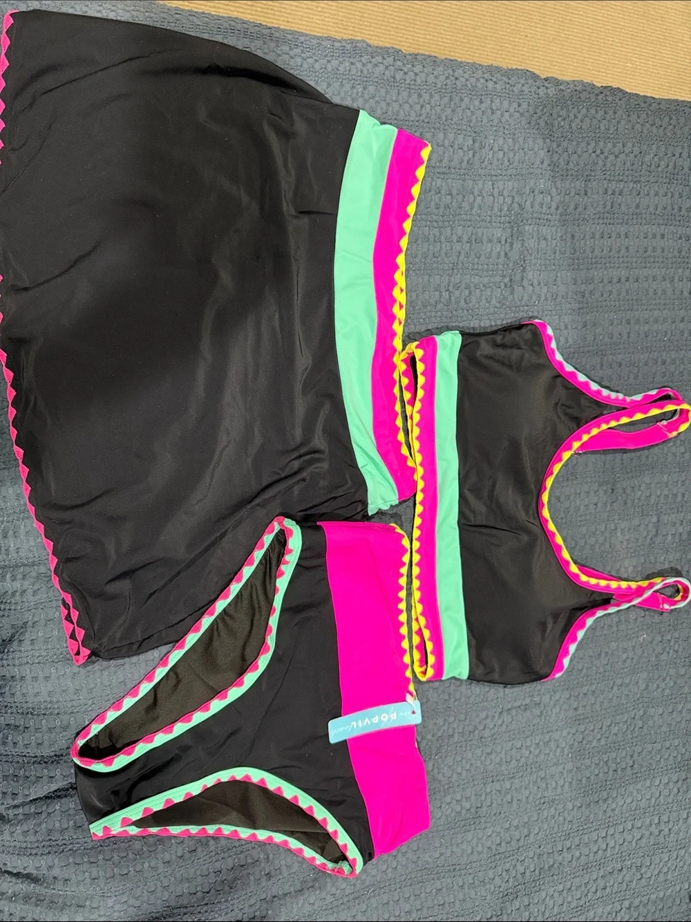 Black & Pink Trim Women's Two-Piece Swim Set